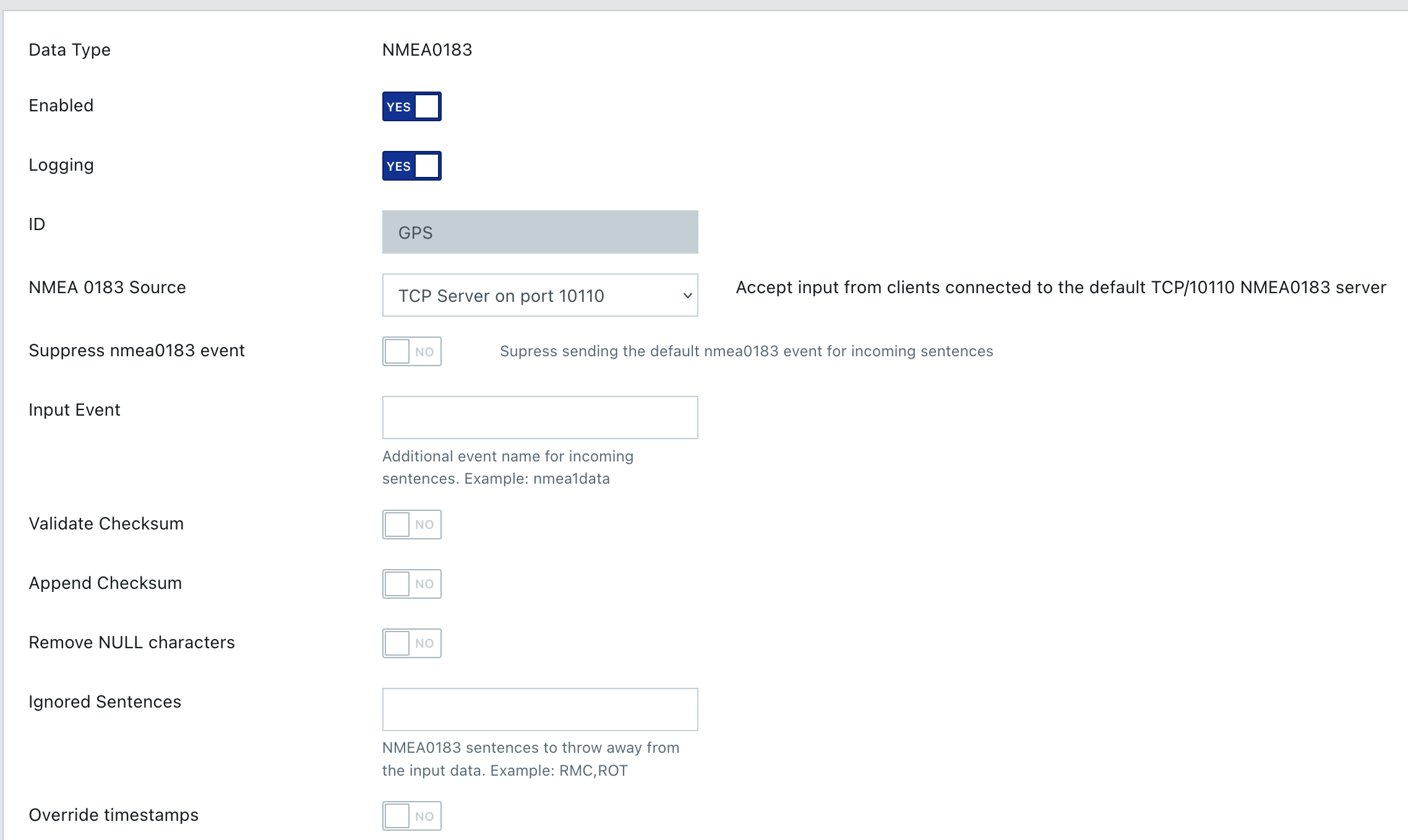 Configuring SignalK to listen on port 10110